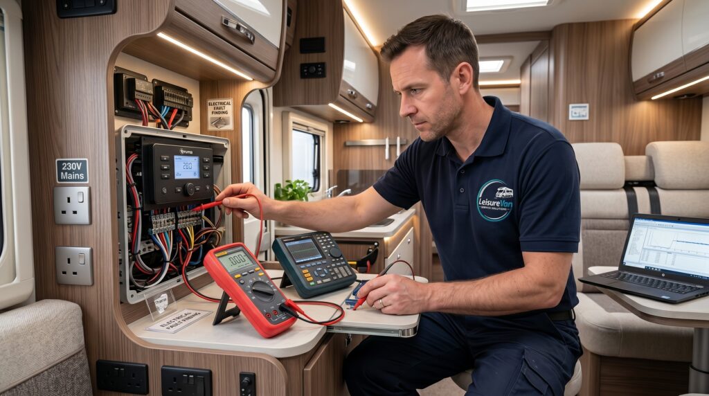 Engineer carrying out Fault Diagnosis South Yorkshire on a motorhome